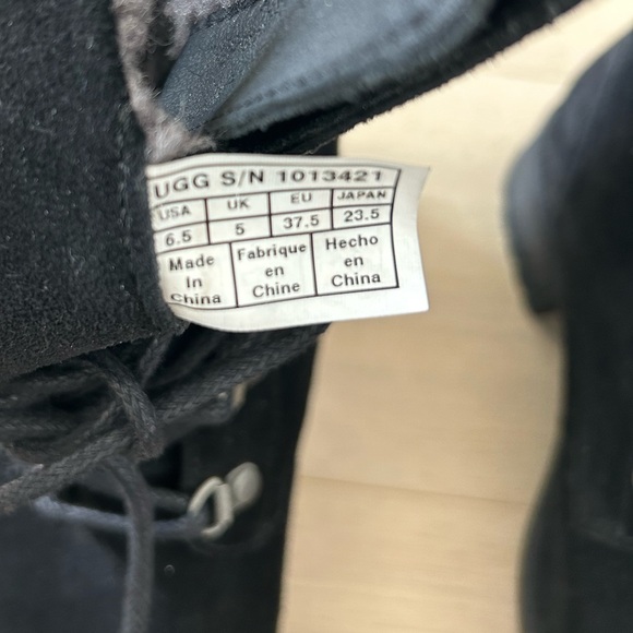 UGG Black Leather Winter Combat Boots - Picture 6 of 7